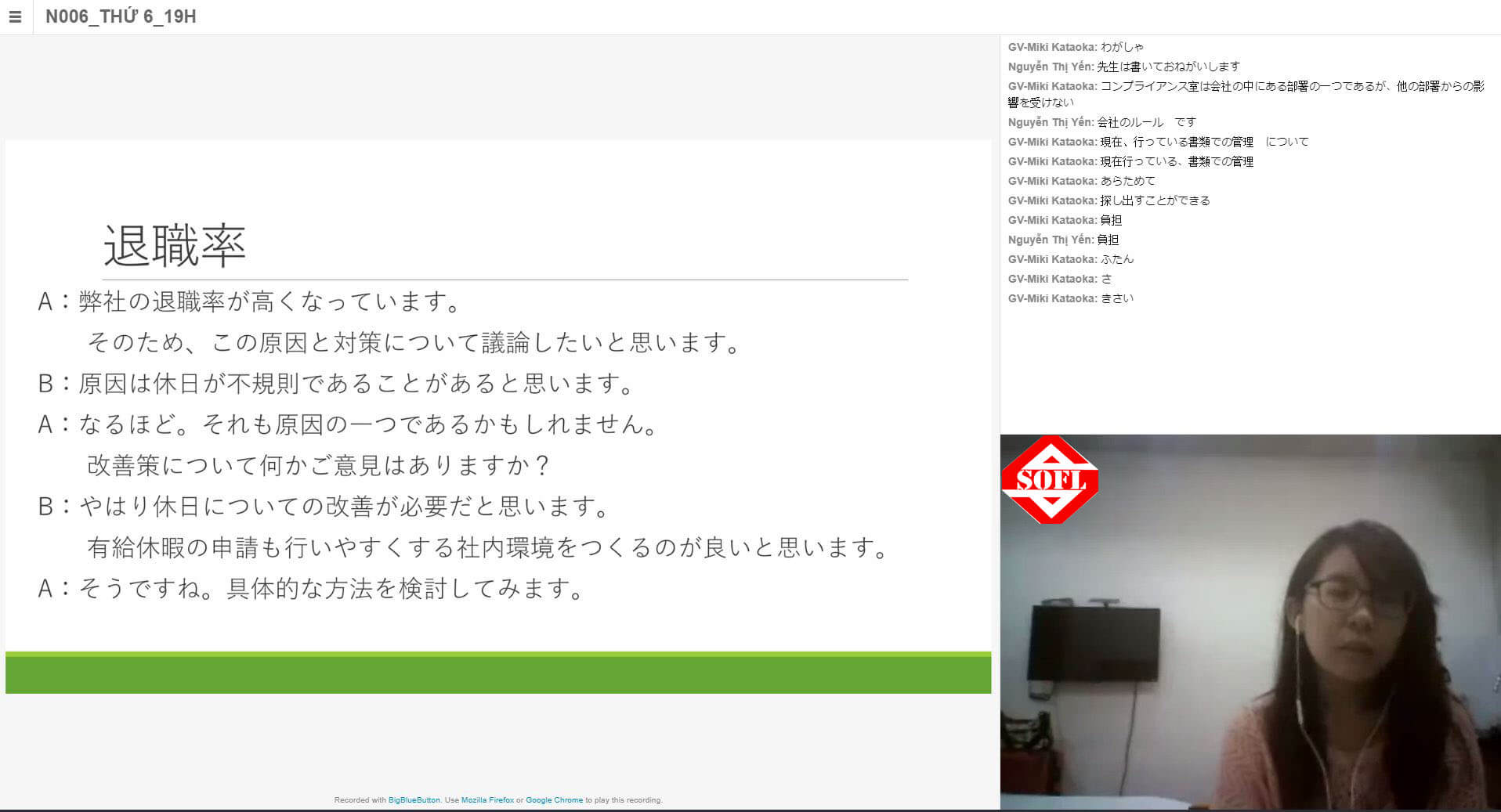 Lớp học tiếng Nhật trực tuyến cùng giảng viên tại SOFL